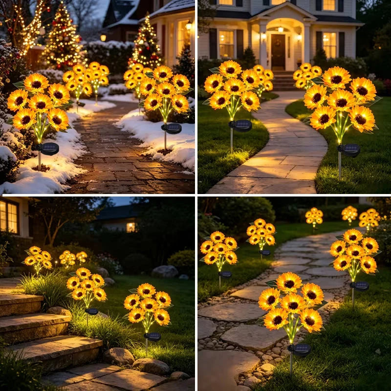 Solar Flowers Lights Outdoor Garden Decor Sunflower Lights