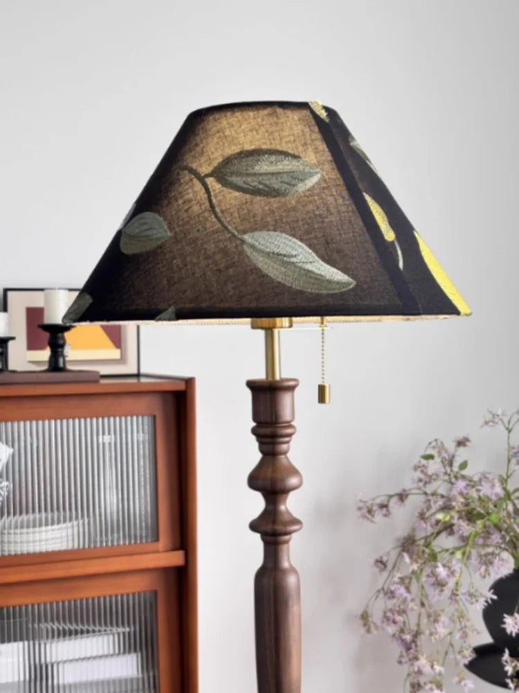 French Retro Solid Wood Floor Lamp Living Room Standing Lamp