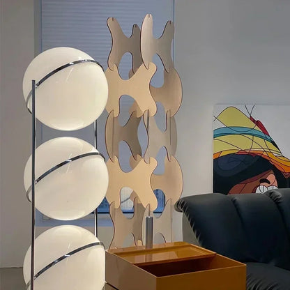 Nordic Floor Lamp Chrome Metal White Acrylic Ball Lamp