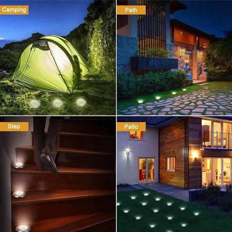 Solar Lights Outdoor 8/20LEDs Disk Underground Lamp Spotlight