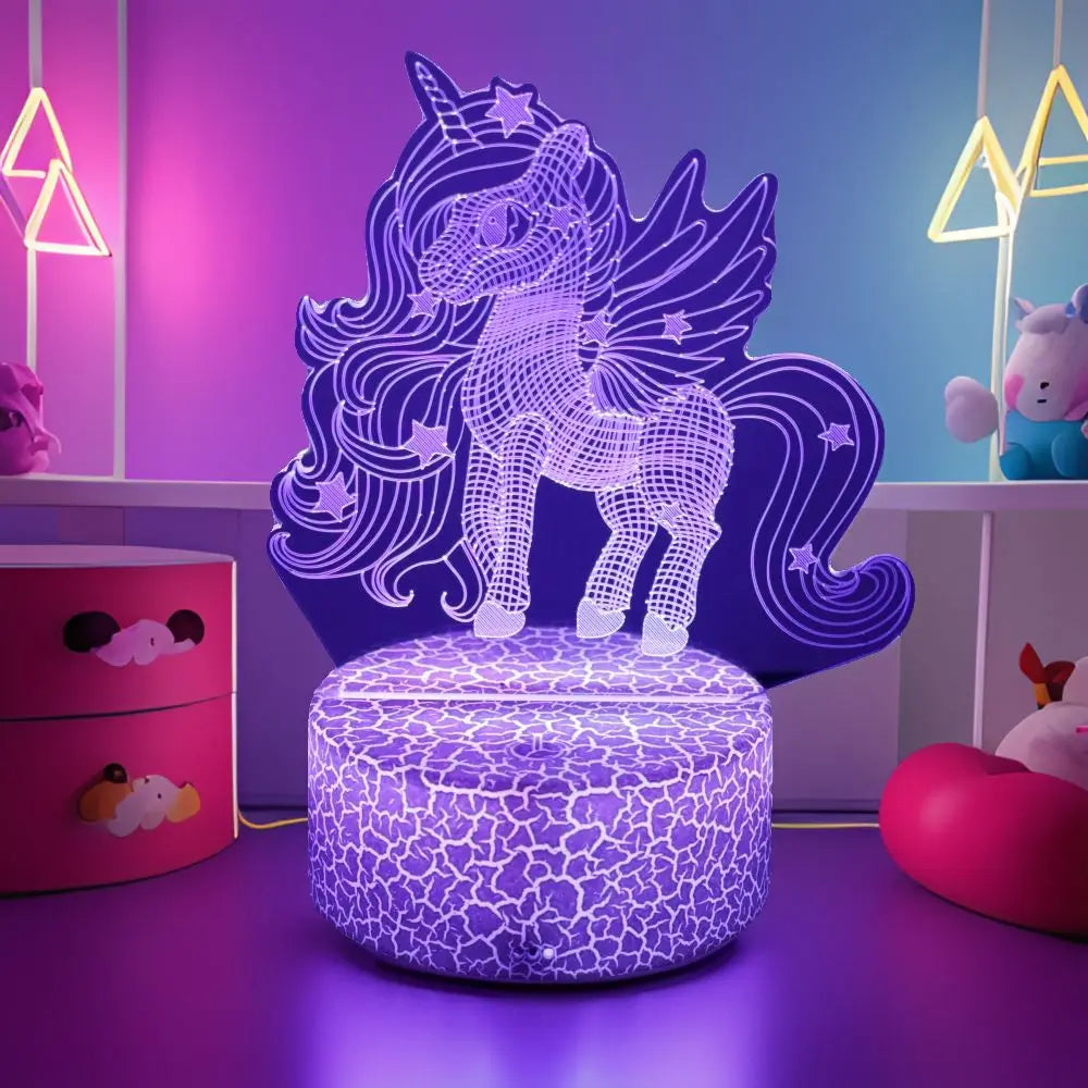 3D Lamp Anime Unicorn LED Night Light RGB