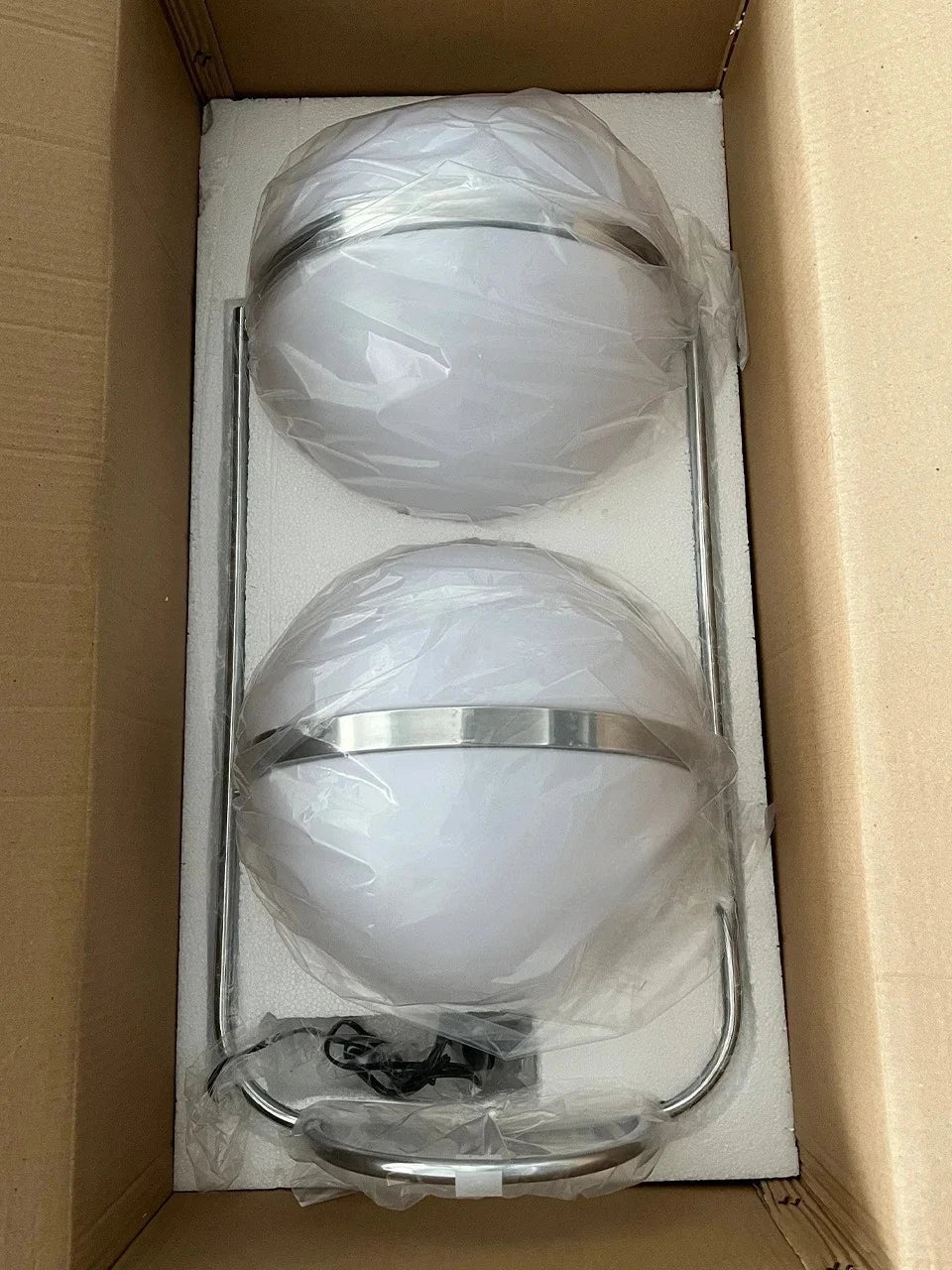 Nordic Floor Lamp Chrome Metal White Acrylic Ball Lamp