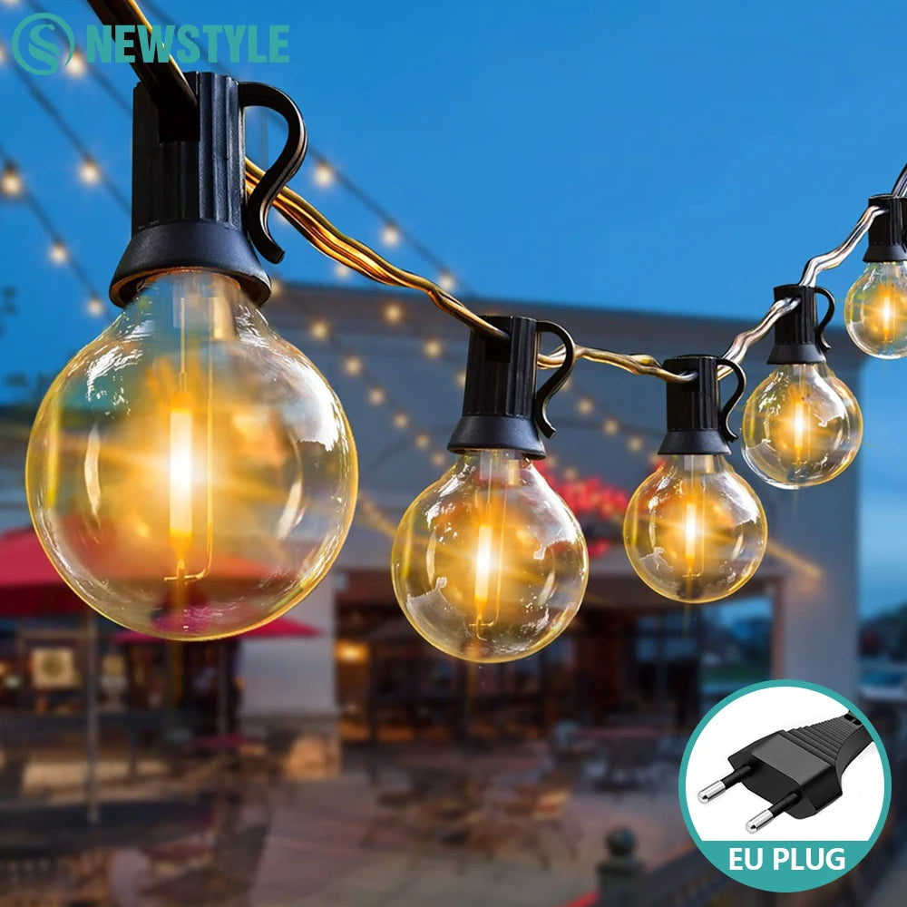 Outdoor LED Waterproof G40 String Light EU Plug Garden Lights