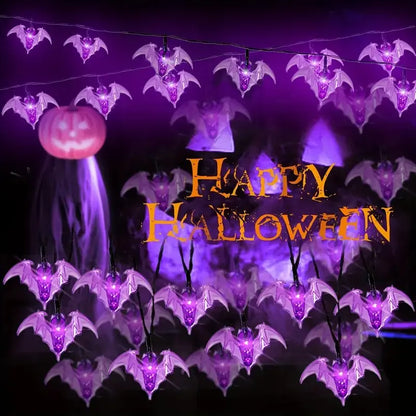 59.06inch 10 Lights, 3m 20 Lights Purple Bat Halloween Decoration
