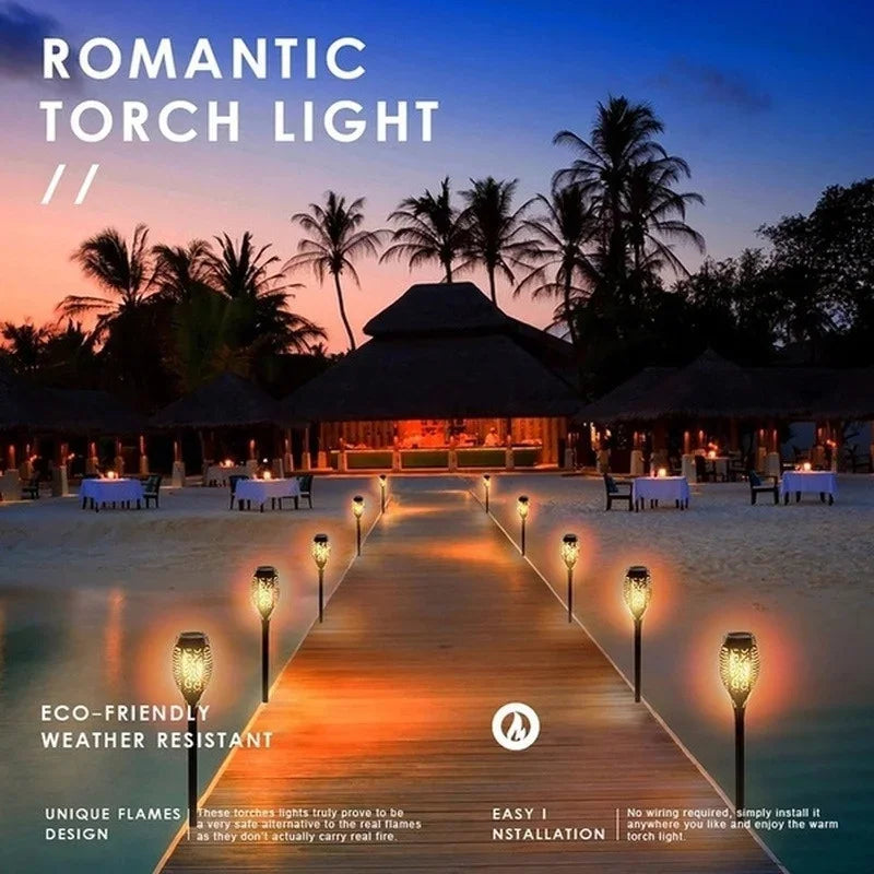Solar Flame Torch Lights Flickering Light Waterproof Lamps