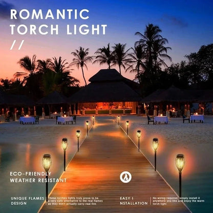 Solar Flame Torch Lights Flickering Light Waterproof Lamps