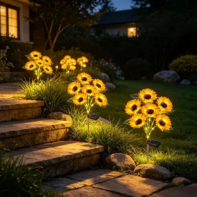 Solar Flowers Lights Outdoor Garden Decor Sunflower Lights