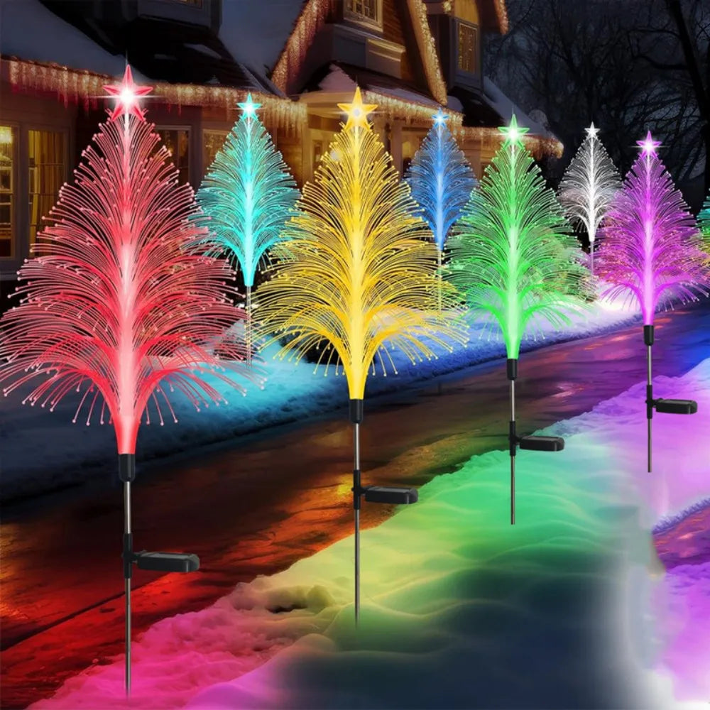 Solar 7-Color Changing Fiber Optic Christmas Tree Stake Lights