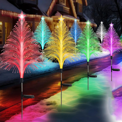 Solar 7-Color Changing Fiber Optic Christmas Tree Stake Lights