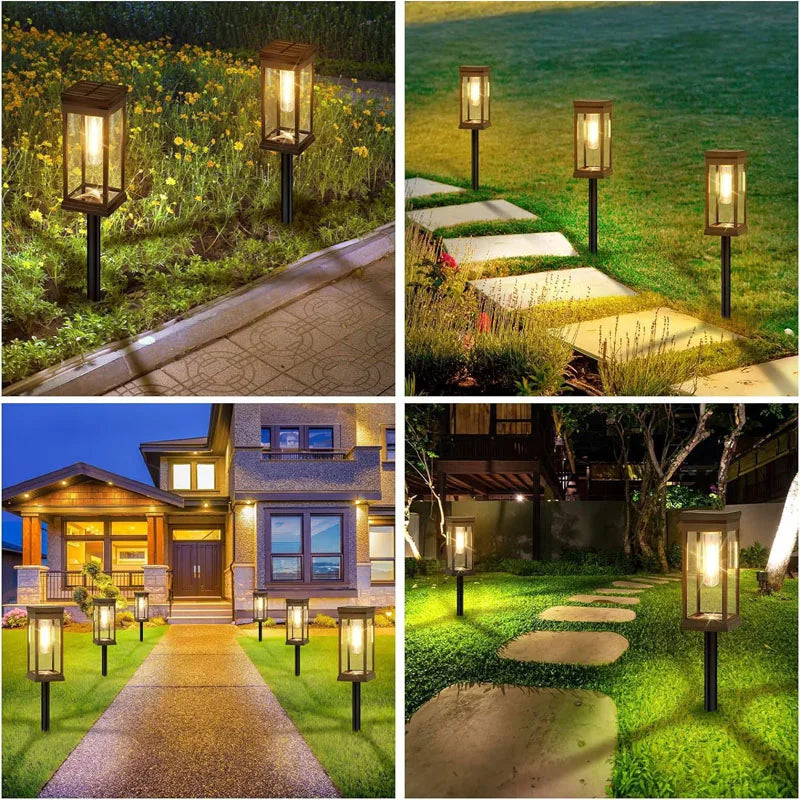 6Pack Retro Solar Pathway Lights Outdoor Waterproof Lighting