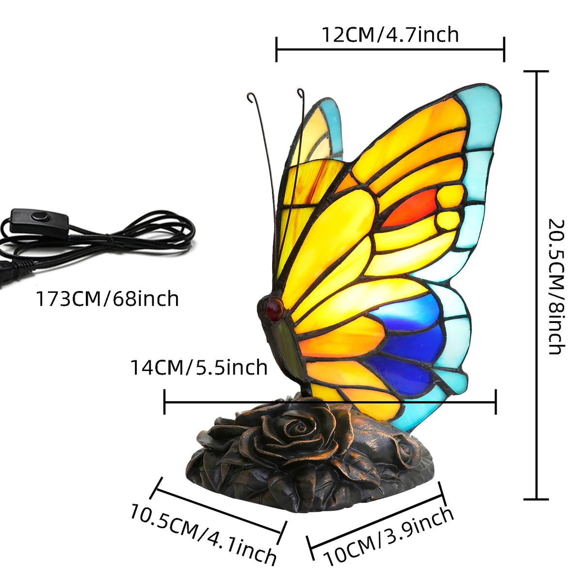 Tiffany Yellow Fairy Butterfly Nightstand Table Lamps