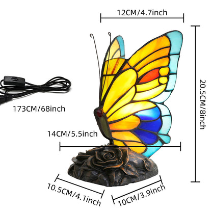 Tiffany Yellow Fairy Butterfly Nightstand Table Lamps