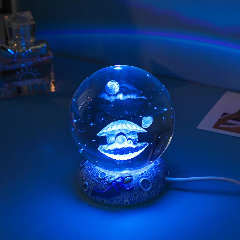 New Crystal Ball Night Light Ornament Luminous Resin Base Glass