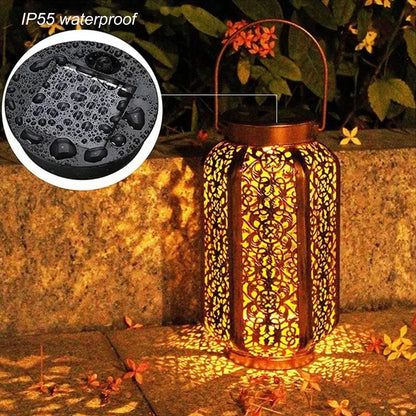 Led Solar Hanging Lantern Hanging Solar Lantern Retro Iron Art Lantern