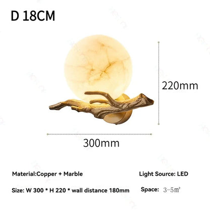 Italian Marble Waterproof Wall Lamp Brass LED Porch Light