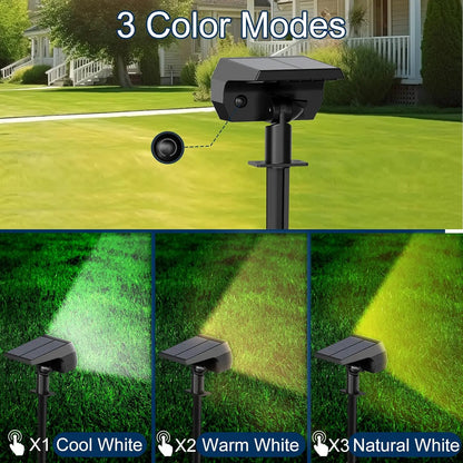 Solar Spot Lights Outdoor 74 LED 3 Colors 2-in-1 Solar Landscape