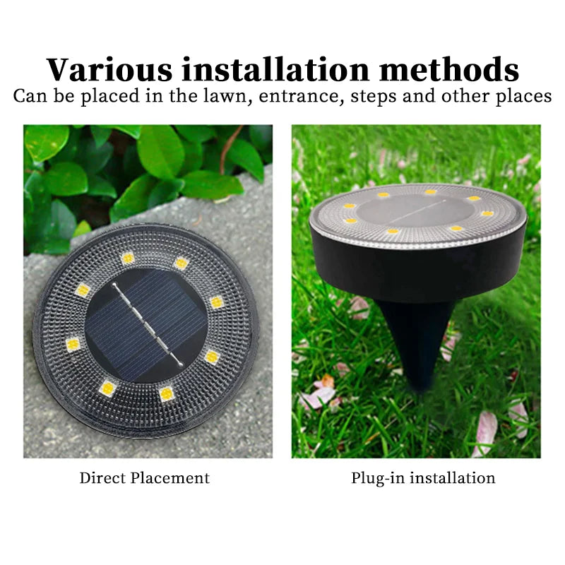 LED Outdoor Solar Power Ground Light IP68 Waterproof Lighting
