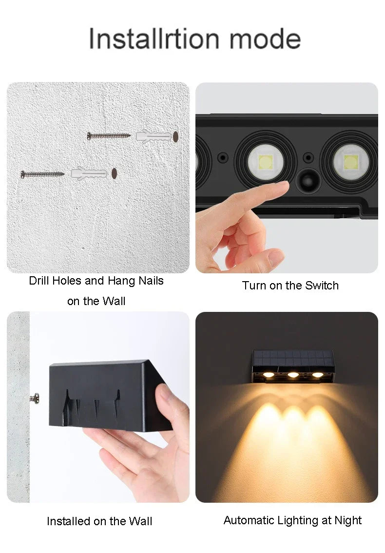 Solar Wall Light Outdoor Porch Lights Illumination LED Lamp