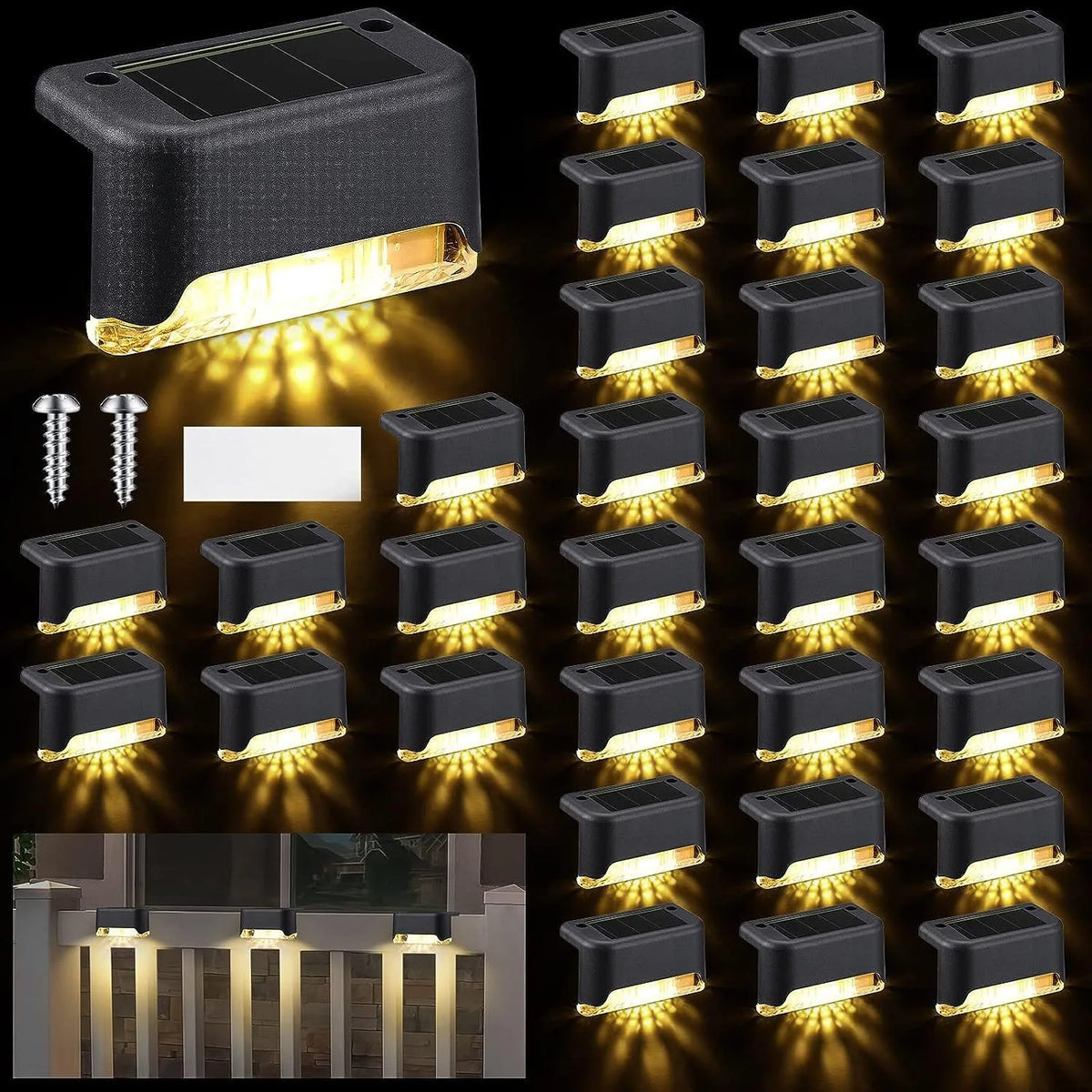 LED Solar Step Lamp Path Stair Outdoor Garden Lights