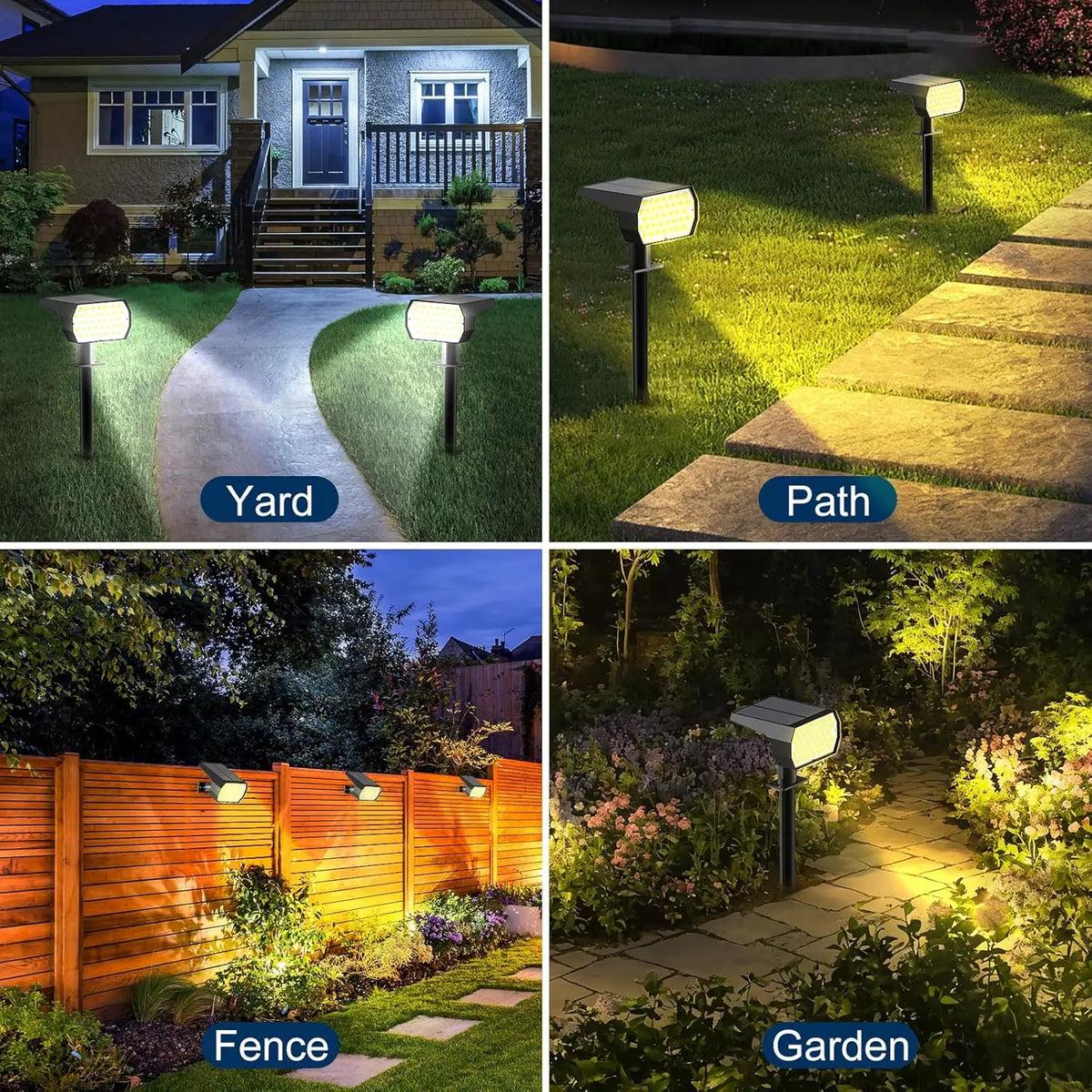 Solar Spot Lights Outdoor 74 LED 3 Colors 2-in-1 Solar Landscape