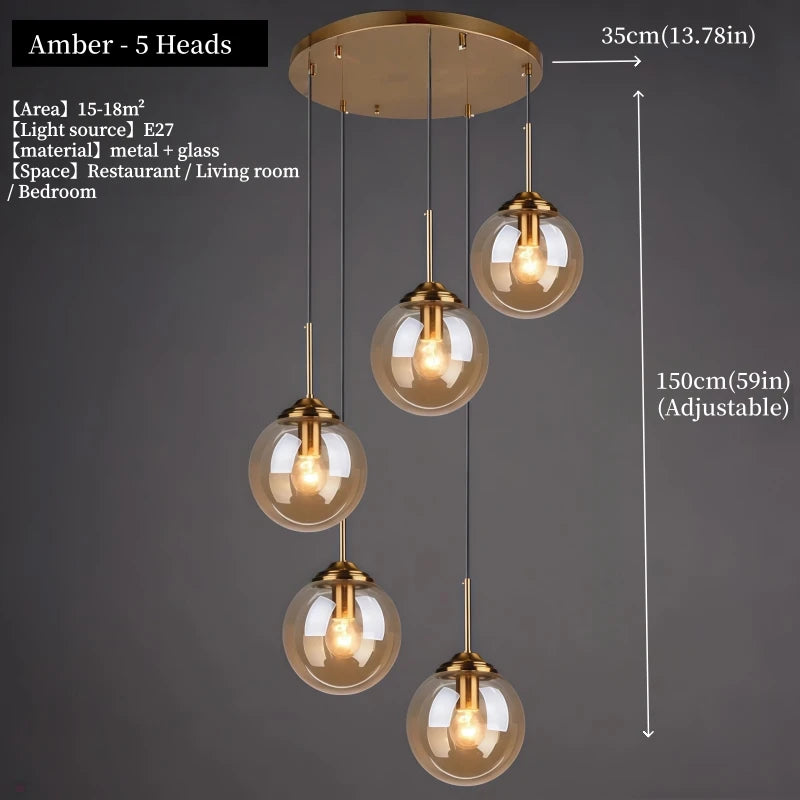 Modern Luxury Metal Chandelier Nordic Creative LED Glass
