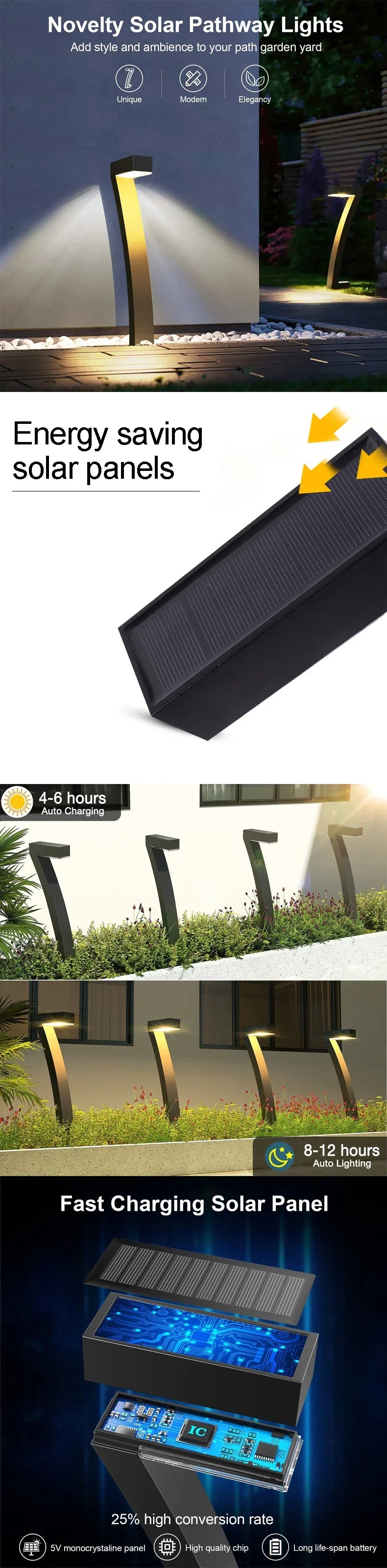 Solar LED Light Garden Lights Outdoor Lighting IP65 Waterproof