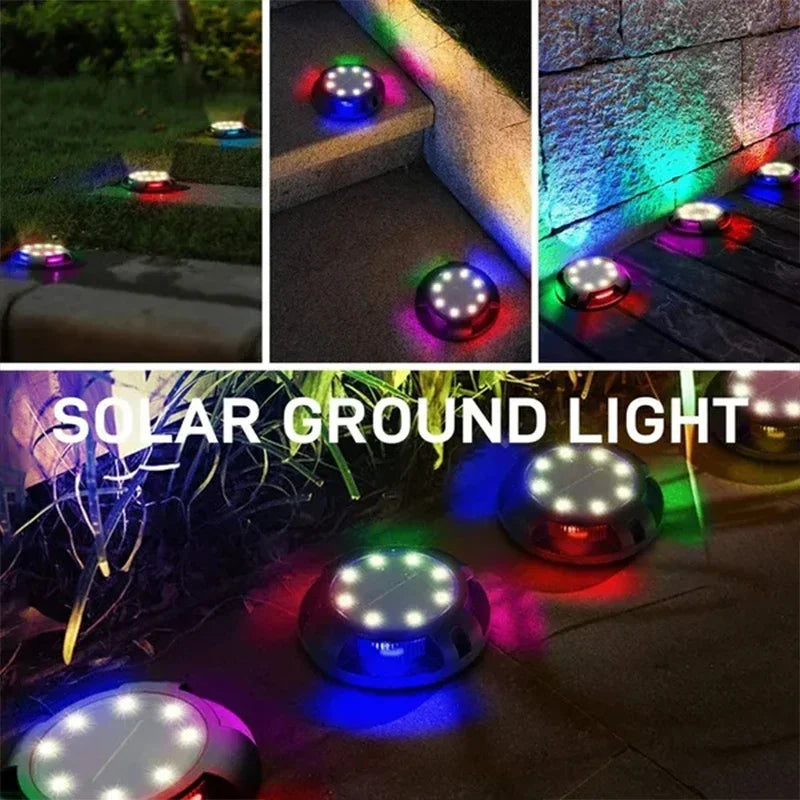 Solar Lights Outdoor 12LEDs Disk Underground Lamp Yard Decoration