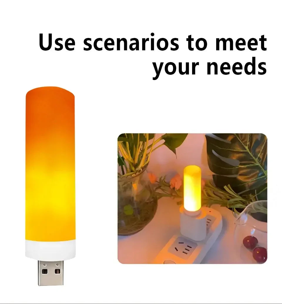 USB LED Night Lamp Simulated Flame Bulbs Night Light Flame Light