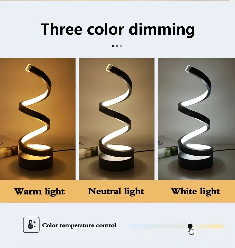 LED Night Light Spiral Table Lamp Modern Bedside Lamps