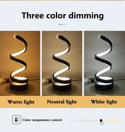 LED Night Light Spiral Table Lamp Modern Bedside Lamps