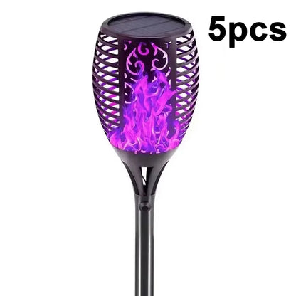 Solar Garden Flame Lights Flickering Flame Lamp Outdoor Lawn Light