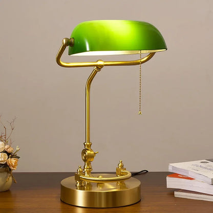 Classical Retro Vintage Metal Wood Bank Table Lamp Led