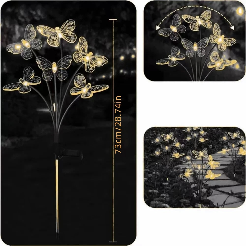 1PC 6-head LED Solar Butterfly Lights Outdoor 2 Modes