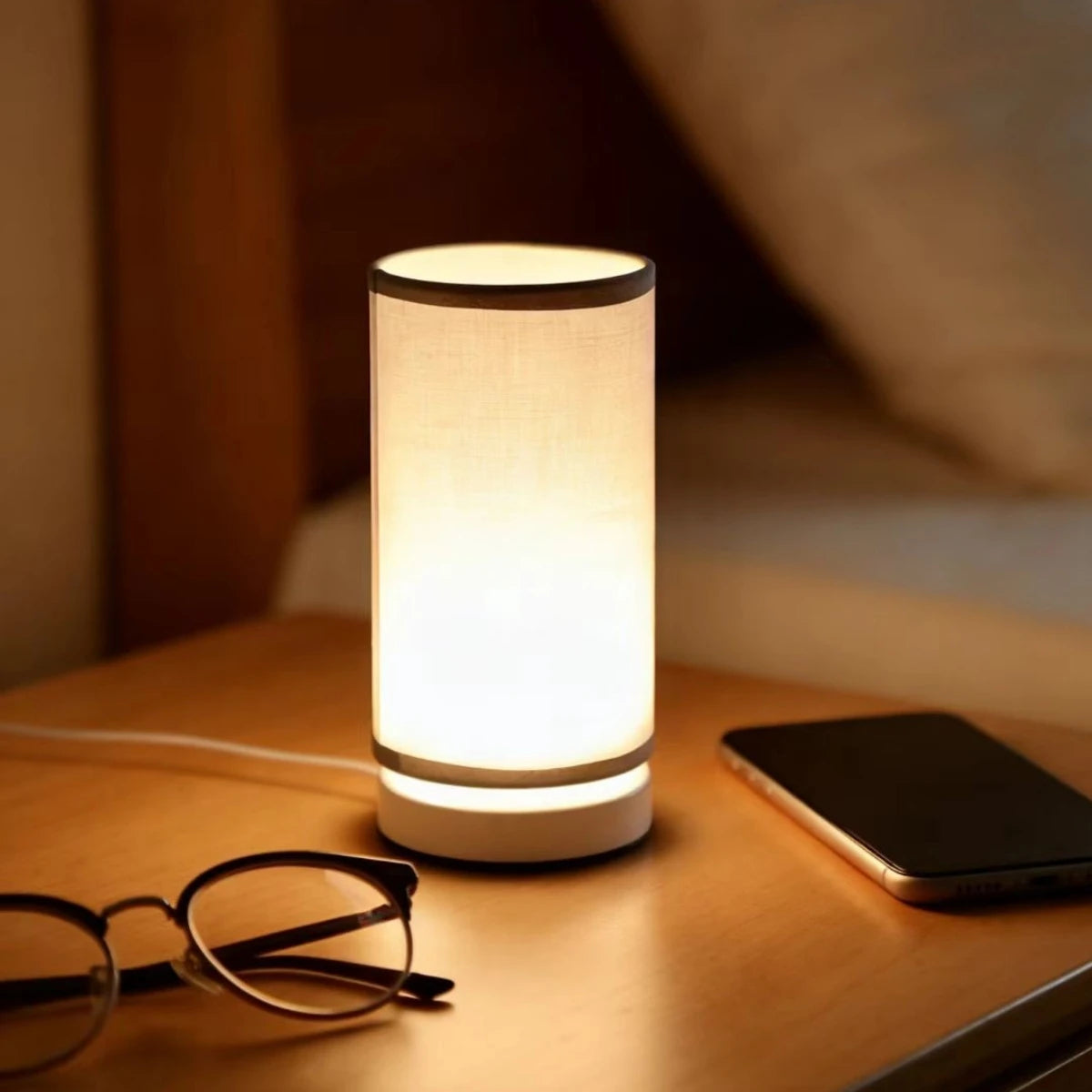 Modern Nordic Style Fabric Desk Lamp, USB Powered