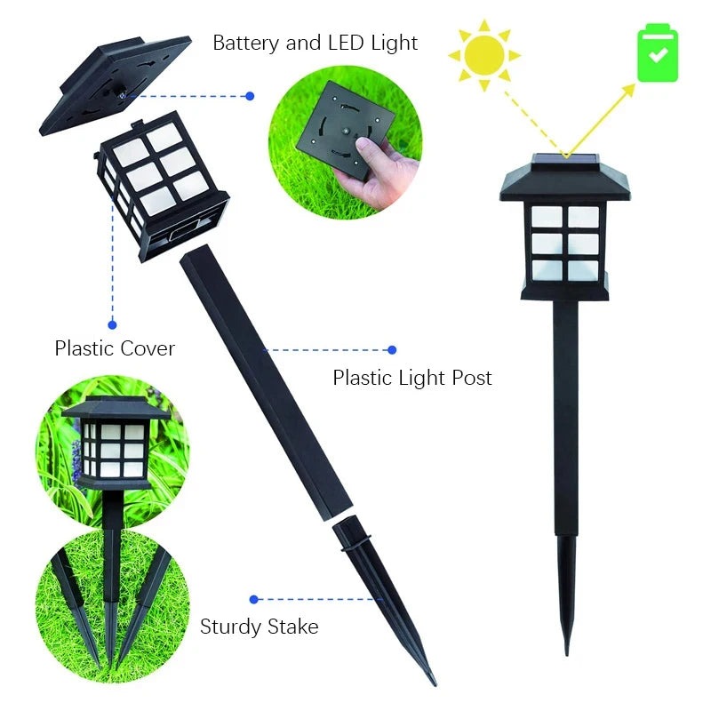 8 Pack Solar Pathway Garden Lights Outdoor Waterproof