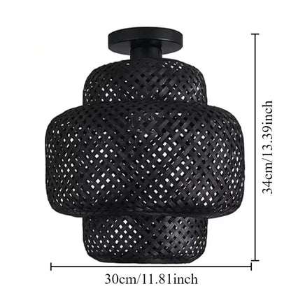 1pc Handwoven Rattan Lamp Chandeliers - Semi-Flush Mount