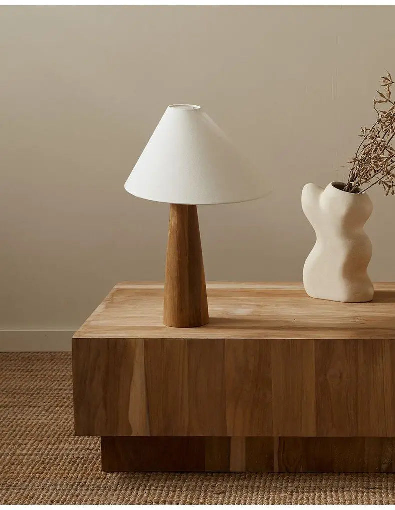 Wabi Sabi Zen Solid Oak Wood Conical Floor Lamp