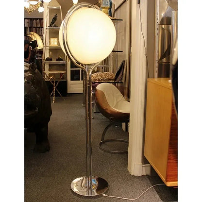 Nordic Floor Lamp Chrome Metal White Acrylic Ball Lamp