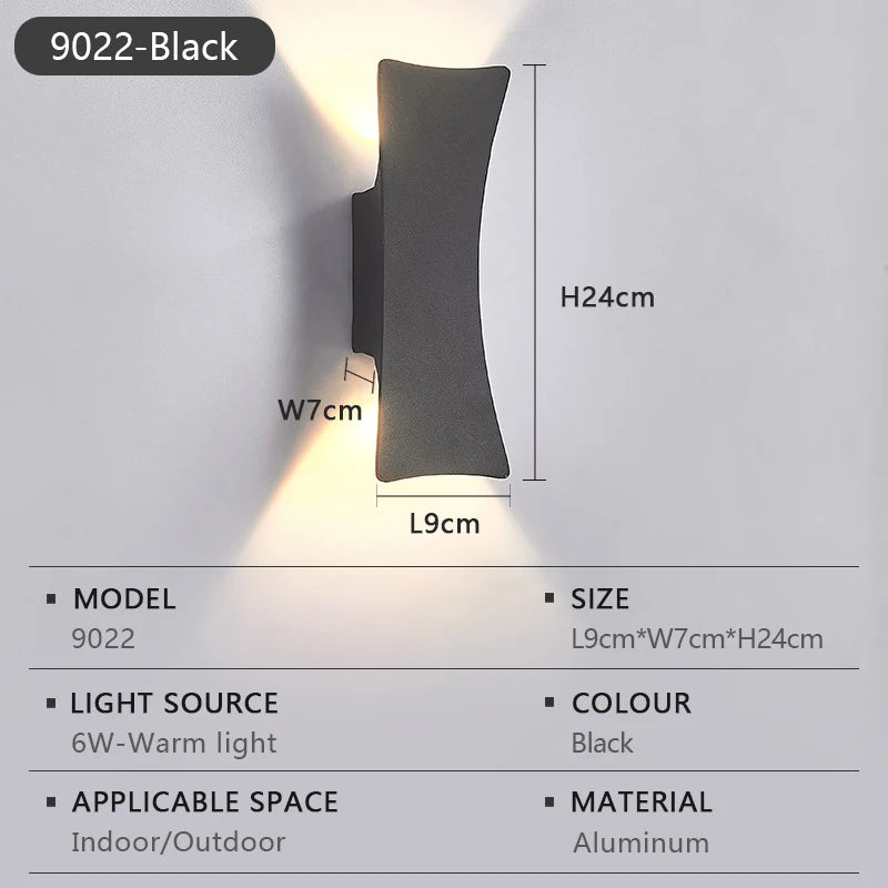 LED Wall Lamp Indoor and Outdoor IP65 Waterproof White/black Modern