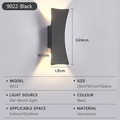 LED Wall Lamp Indoor and Outdoor IP65 Waterproof White/black Modern