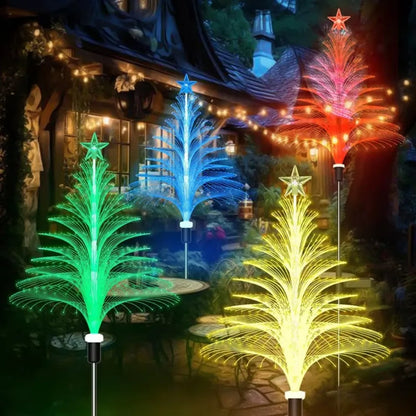Solar 7-Color Changing Fiber Optic Christmas Tree Stake Lights