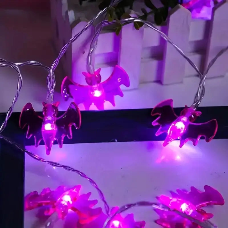 59.06inch 10 Lights, 3m 20 Lights Purple Bat Halloween Decoration