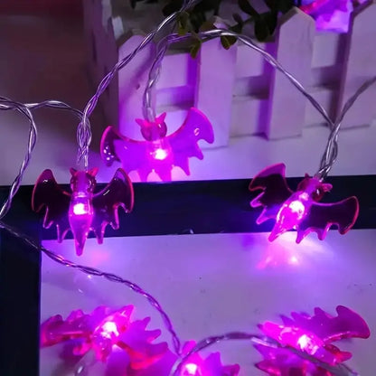 59.06inch 10 Lights, 3m 20 Lights Purple Bat Halloween Decoration