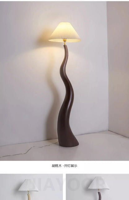Vintage Living Room Floor Lamp Nordic Mushroom Wood Grain Light
