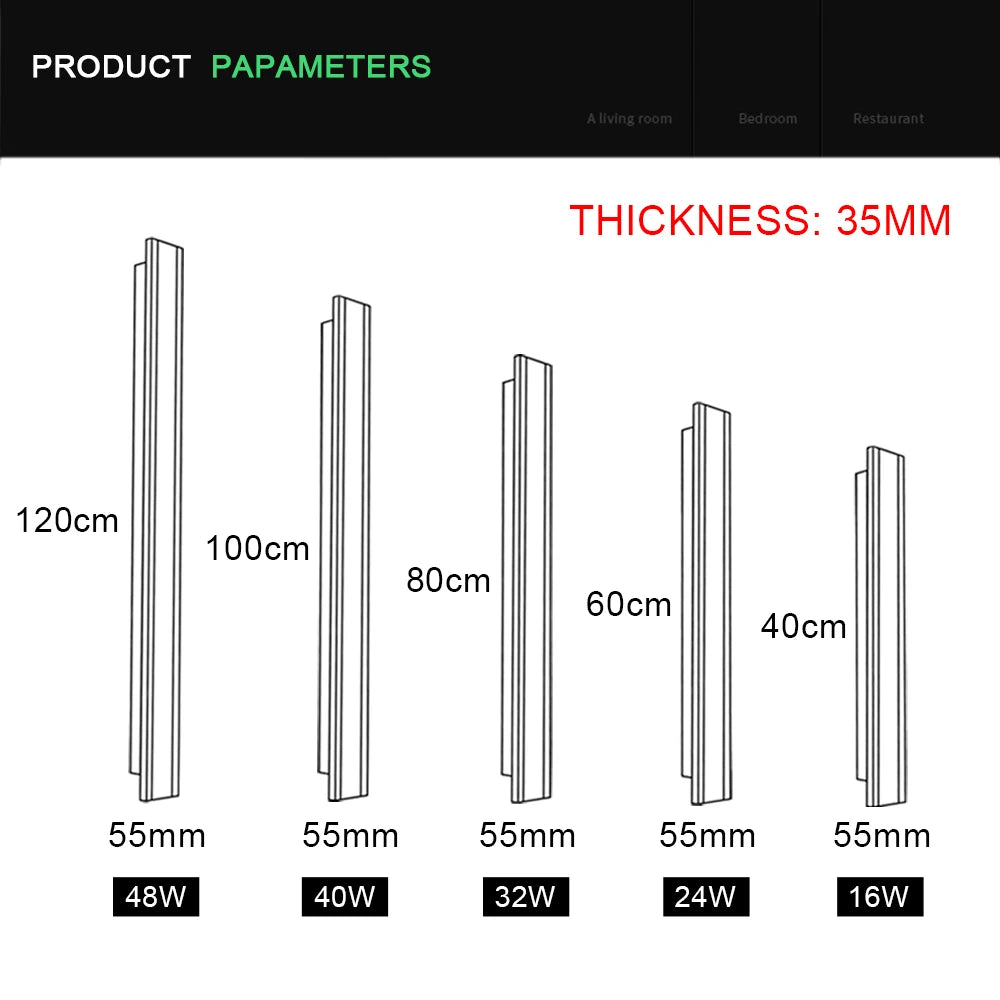 Outdoor LED Wall Light Waterproof IP65 Long Wall Lamps