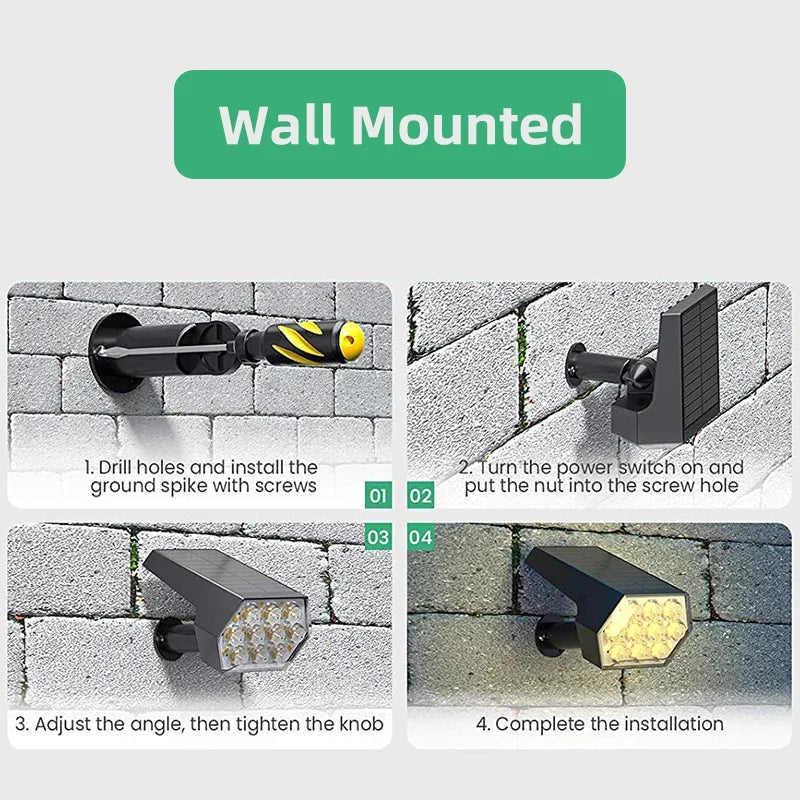 Solar Lights Outdoor  92 LED Solar Spot Lights Outdoor IP67 Waterproof