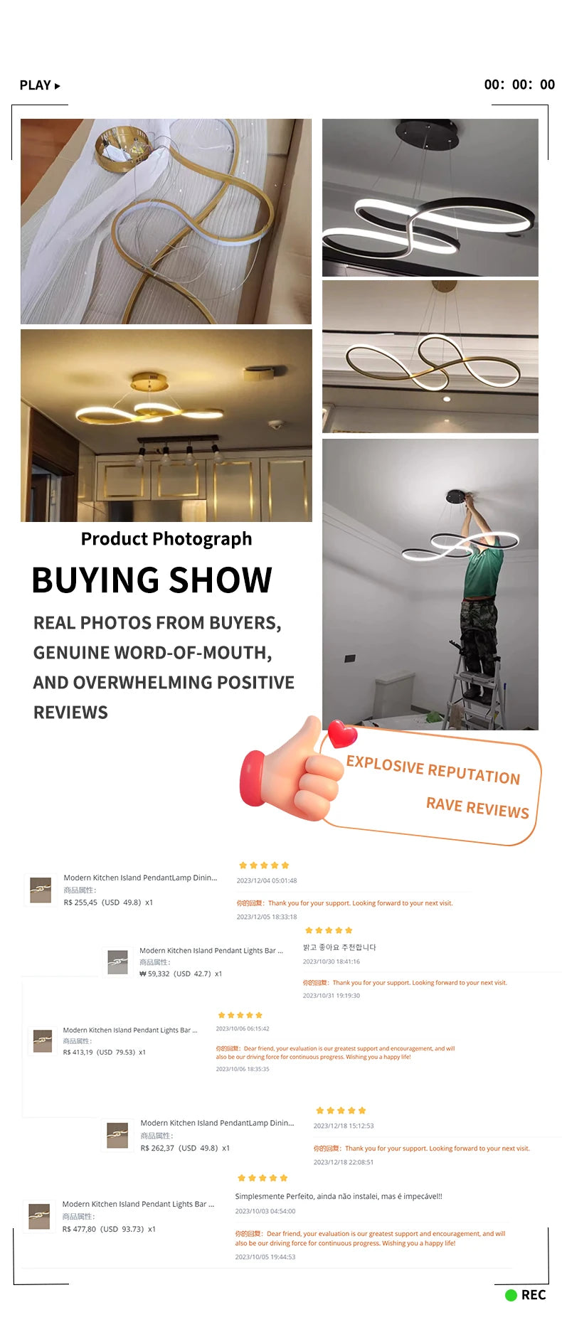 Hanging Lights Remote Dimming Kitchen Led Cord Pendant Lamp