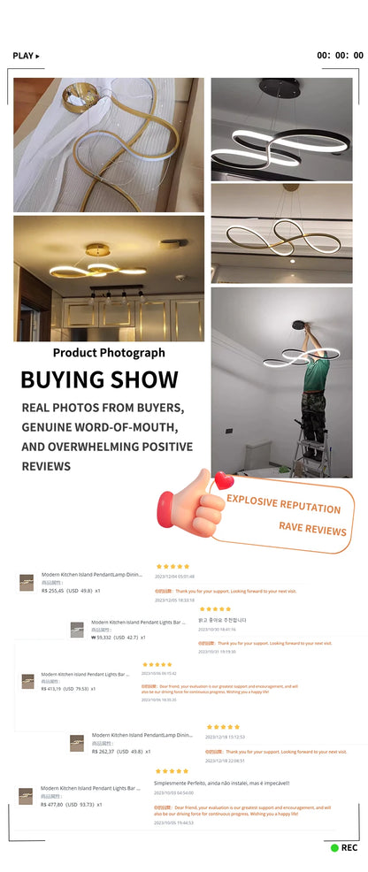 Hanging Lights Remote Dimming Kitchen Led Cord Pendant Lamp