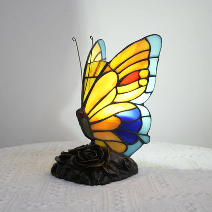 Tiffany Yellow Fairy Butterfly Nightstand Table Lamps