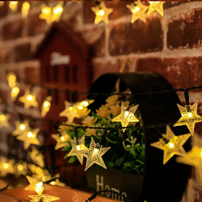 Solar Star String Lights Outdoor Waterproof LED Solar Powered Fairy Lights